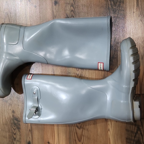 Hunter Original Tall Wellie Rain Boots Light Pastel Unlined Blue Size 7 - Picture 1 of 8
